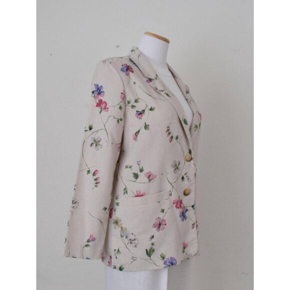 Vintage 90s Floral Lightweight Blazer by Alfred Dunner Petite | size‎ 12 - Picture 3 of 10